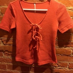 Free people orange front tie top XS